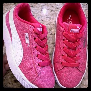 Toddler girl glitter pink Puma slip on sneaker